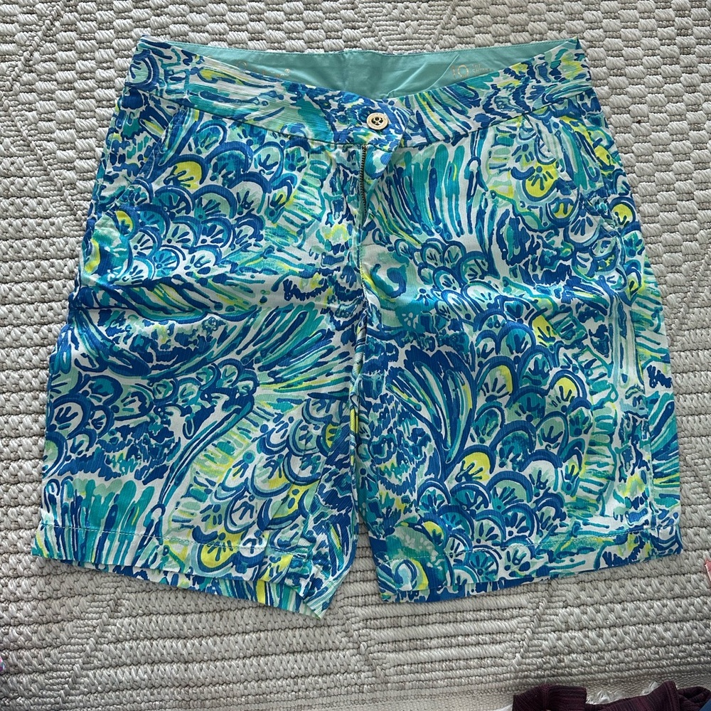Lilly Pulitzer Turquoise and Lime Patterned Shorts